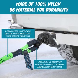 CROSSHIP 1" x 20ft Kinetic Recovery Tow Rope - 37,480 lbs Capacity Tow Rope, Heavy Duty Energy Rope 30% Elasticity Offroad Power Rope for Trucks, UTV, ATV, SUV, Tractor (Green)