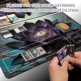 Board Game MTG Playmat + Free Waterproof Bag, Stitched Edges, Smooth Rubber Surface, MTG PlayMat with Zones (An Original Angel of Flight Alabaster Playmat) (Black Lotus)