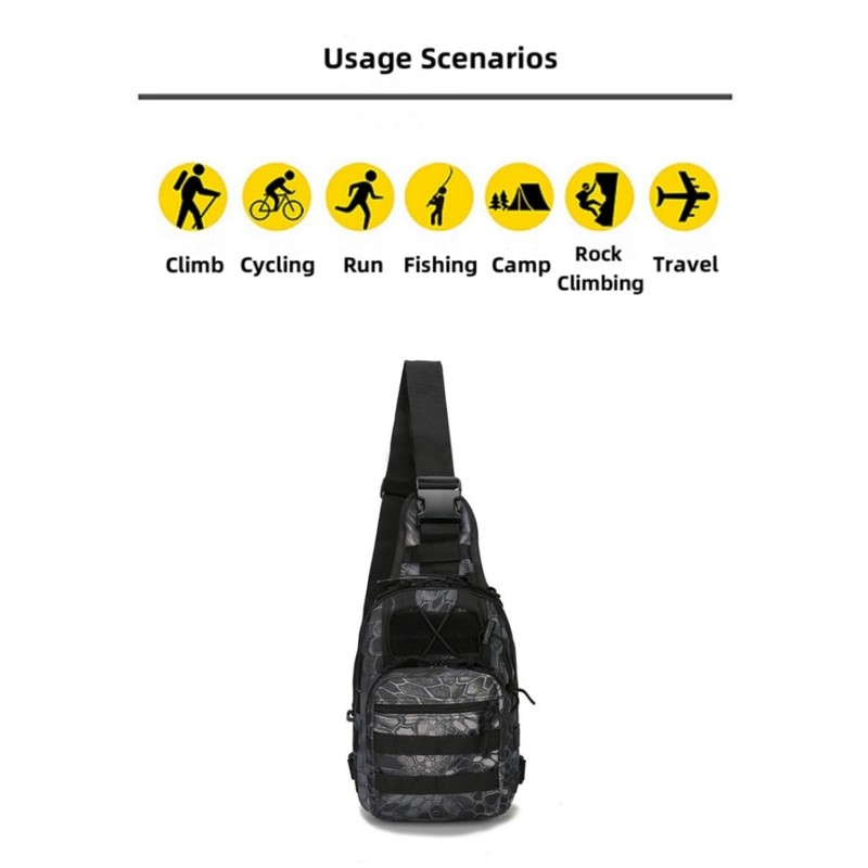 mulanfeng Tactical Sling Backpack, Military Shoulder Bag, Molle Crossbody Pack