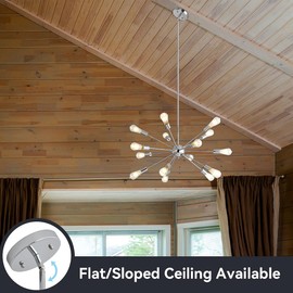 WFRDJSP Sputnik Chandeliers, 15-Light Modern Chandelier, Silver Light Fixture Mid Century Ceiling, Classic Chandelier Shades for Dining Room Kitchen Hallway Foyer and Bedroom