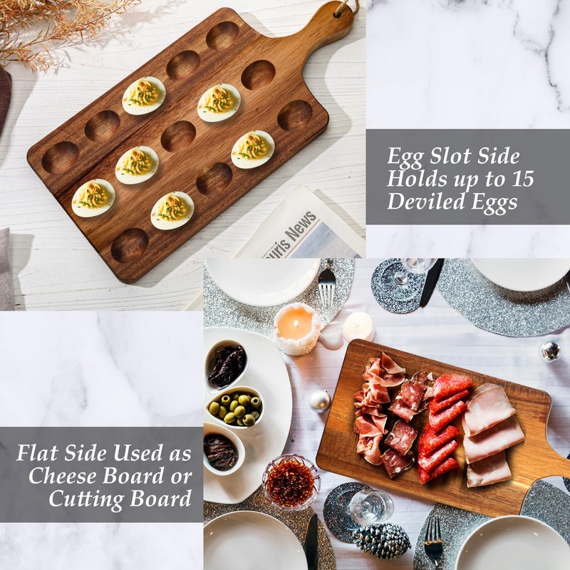 Gerrii Reversible Wooden Deviled Egg Platter Deviled Egg Tray Charcuterie