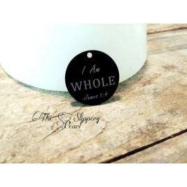 The Slippery Pearl Quote Pendant Black Stainless Steel I Am Whole Bible Verse James Christian Charm