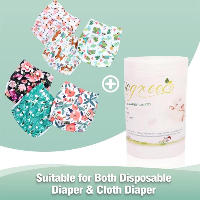wegreeco Unscented Diaper Liners,Fragance Free and Chlorine Free - 100