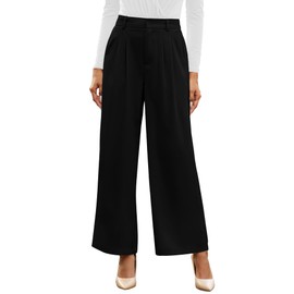 GRAPENT Wide Leg Pants for Women High Waisted Office Workwear Womens Wide Leg Dress Pants High Waisted Trousers Grey Pants Flowy Palazzo Pants Color Petite Black Size Small Size 4 Size 6