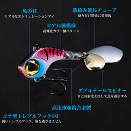 Goture Jig Head Blade Jigs Set of 4 Metal Jig Jigging Sea Bass Lure Flounder Set Spin Tail Blade with Hook Metal Vibration Blue Root Fish Mebar/Hydrangea Jig Head Aging, New Storage Box