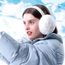 XIWCAFC Women's Ear Warmers, Ear Muffs, Winter, Ear Warmers, Foldable Adjustable Plush Earmuffs, Comfortable, Soft, for Winter, Riding, Skiing, Warm Ear Warmers for Men and Women, White