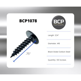 500 Qty #8 x 3/4" Black Phillips Modified Truss Head Wood Screws (BCP1108)