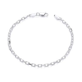 Old English Jewellers Solid 925 Sterling Silver Diamond Cut Belcher Forza Ladies Bracelet - 7.5 inch - Finest Italian Silver 925