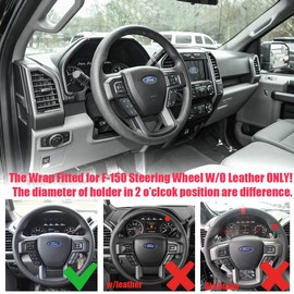 Funda protectora para volante de piel perforada en el lado negro para Ford F-150 F250 King Ranch/Lariat/XL/XLT/Limited/Platinum/Police Responder 2015-2020