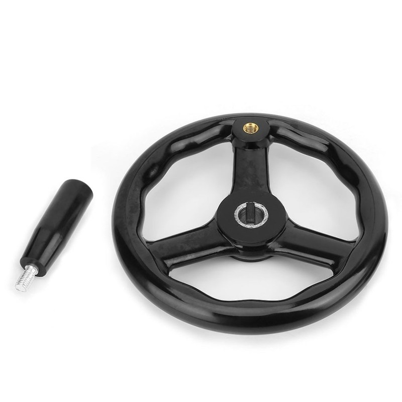 200*18mm Black Anti slip Bakelite 3 Spoked Lathe Handwheel with
