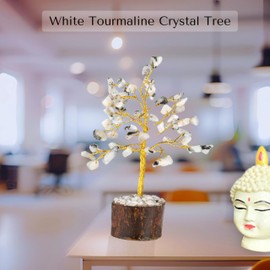 Wonder Care -White Taurmaline Crystal Tree, Home Decoration, Crystals and Healing Stones, Space Crystal Decoration Tree, Crystal Gifts, Gemstone Tree, Thanksgiving Gift
