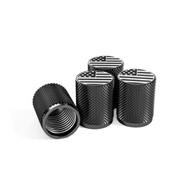 STEEL HAWK American Flag Tire Air Valve Caps – Precision CNC Machined Stainless Steel, Extended Knurled Design | Rust, Air Leak & Dust Proof Metal with O-Rubber Seal - Ideal for Vehicles - 4 Pack