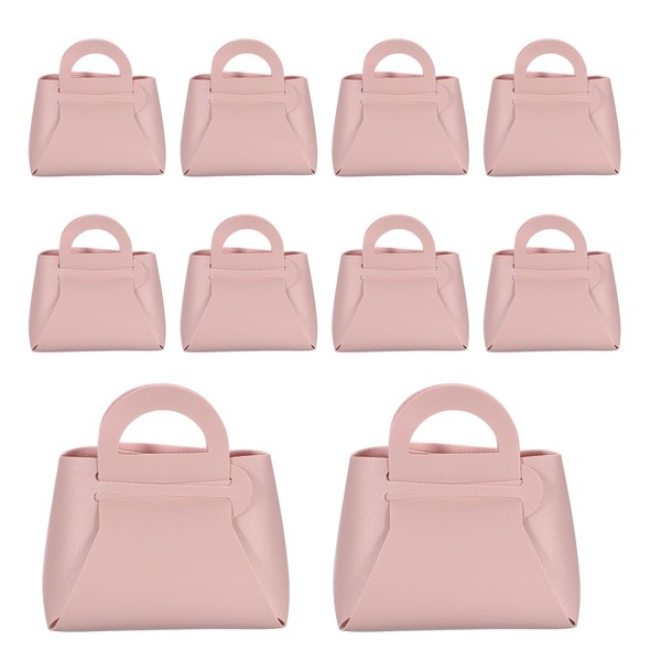 uxcell 10Pcs PU Leather Pink Gift Boxes with Handles, 4.7