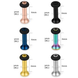 Vsnnsns 8G Ear Gauges Tunnels Stainless Steel Ear Gauges Single Flared Earrings Plugs Tunnels Gauges Set 8 Gauge 3MM Gauge for Ears