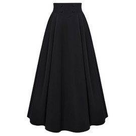 Renaissance Skirt for Women Black Floor Length High Waisted A Line Maxi Long Skirts Victorian Flowy Skirt Black L