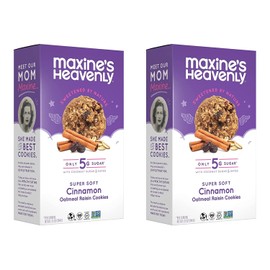 Maxine's Heavenly Cinnamon Oatmeal Raisin Cookies | Gluten Free, Made with Oats, Sweetened with Coconut Sugar & Dates | Tasty Low Sugar Vegan Dessert | 7.2 Ounces Each (2 pack)