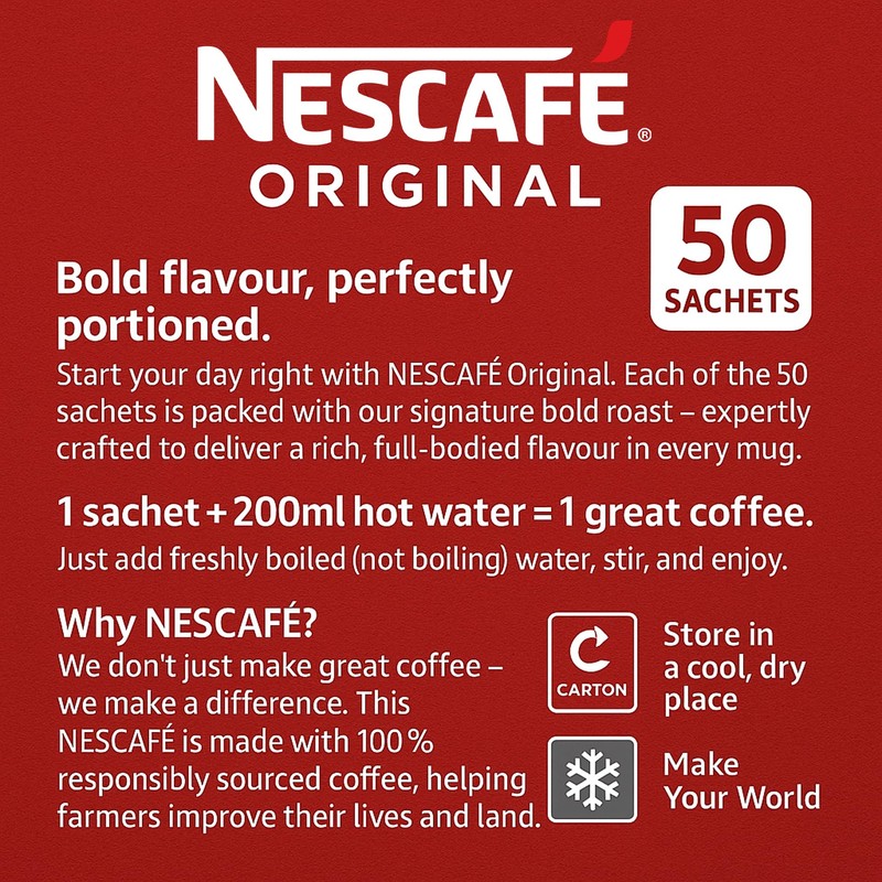 Nescafe Original Individual One Cup Instant Coffee Sachets x 50