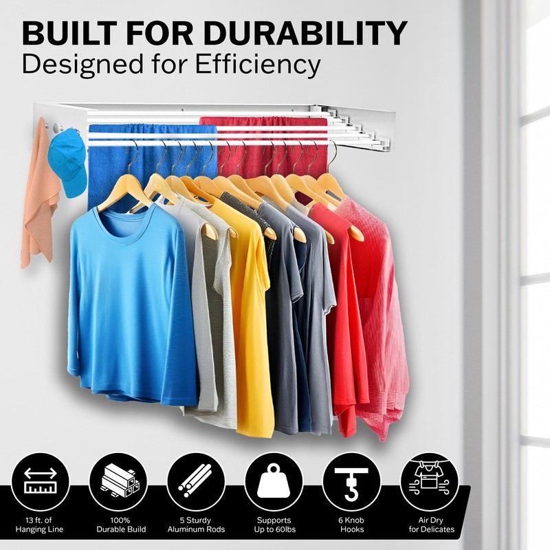 Homexa Wall Mounted Drying Racks for Laundry (31.5 Inches Wide)