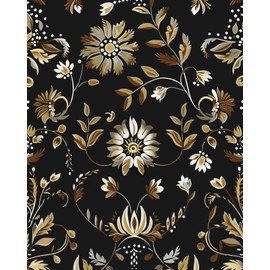 ILHIIOR Gold Leaf Peel and Stick Wallpaper Boho Leaf Contact Paper Black Floral Removable Self Adhesive Waterproof Wall Paper for Cabinet Drawers Wall Decor Renter Friendly 17.5''x118.1''
