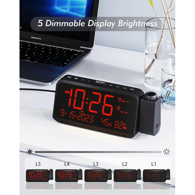 Roxicosly Projection Alarm Clock for Bedroom | Projects Time on