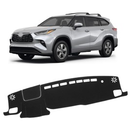 KUST Black Dash Cover for Toyota Highlander 2020-2025 2026 (L, LE, XLE, XSE, Limited, Platinum) (with HUD) Non-Slip Center Console Dashboard Cover No Glare (Not Fit for Toyota Grand Highlander)