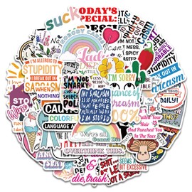 Leisitator 50 PCS Snarky Stickers, Waterproof Sarcastic Stickers Humorous Sarcasm Stickers for Water Bottle, Laptop, Skateboard, Bumper