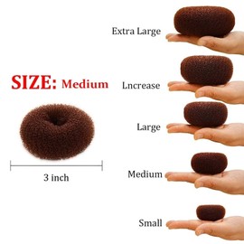 JYTDBCS Hair Donut Bun Maker, Ring Style Bun, Bun Rings for Hair Brown, 2PCS Chignon Hair Medium Doughnut Shaper for Short and Thin Hair (Medium, 3 Inch/Brown)