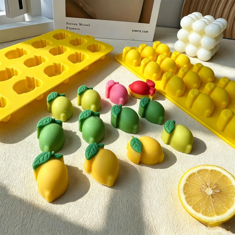 Mini Lemon Silicone Molds, 15 Cavity Lemon Fruit Candy Chocolate