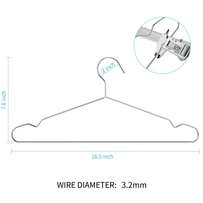 FSUTEG 40-Pack Heavy-Duty Stainless Steel Hangers – 15lb Capacity, Rustproof