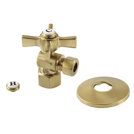 Kingston Brass CC43107ZXK Millennium 1/2-Inch FIP x 3/8-Inch OD Comp Quarter-Turn Angle Stop Valve with Flange, Brushed Brass