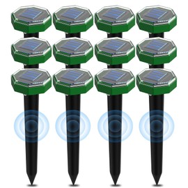 Solar Powered Mole Repellent 12 Pack, Ultrasonic Mole Repellent for Lawn Yard, Outdoor Vole Gopher Repellent