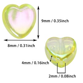 Tupalizy 50PCS Heart Beads 9mm Acrylic Heart Shaped Crystal Beads Charms for Bracelets Jewelry Making Earrings Necklace Art Crafts Project Keychains Valentine Day Christmas Birthday Gifts (Yellow)