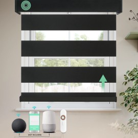 Bluetooth Smart Motorized Blackout Shades for Home Office Voice & Remote/App Controlled Roller Blinds with Safety Featurescolor: 95% Blackout-Luxurious Whit, size: 30"W x 72"L.