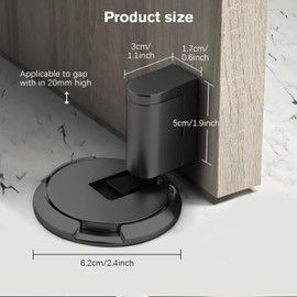 TELAIN Magnetic Door Stop, 2024 Upgrade - Impact-Free, Mechanical Quiet Floor Door Stop, Heavy Duty Adjustable Magnetic Door Holder for Door Bottom (Black)