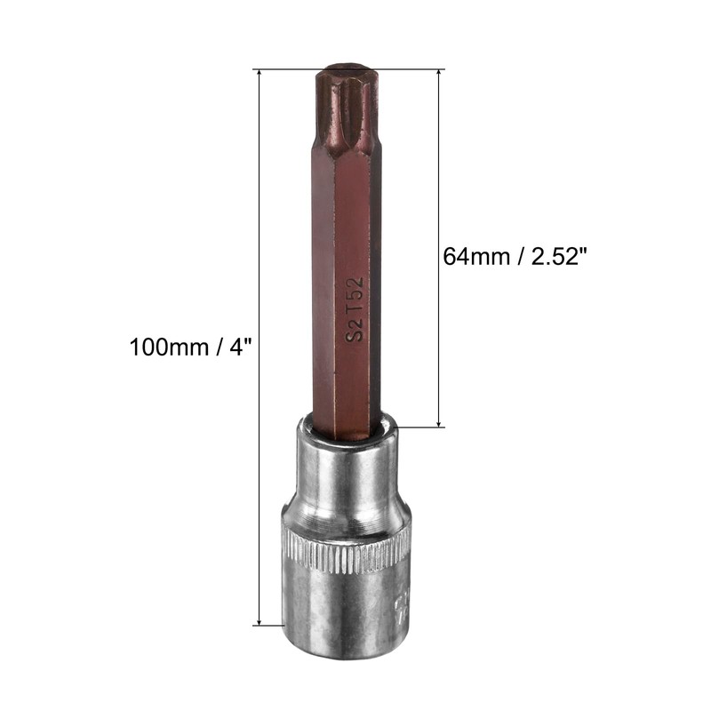 sourcing map 1/2" Drive x T52 Torx Bit Socket, S2