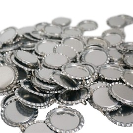 100 Pieces Flattened Bottle caps Double sided, Wholesale Bottle Caps Caps With Split Ring, Silver Bottle Caps Crafts Pendants, Necklaces, Jewelry
