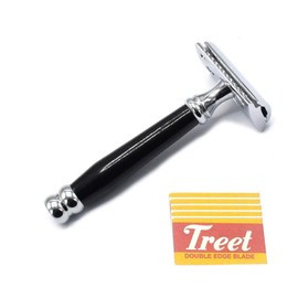 OdontoMed2011 Men's Double Edge Shaving Safety Razor Beard Shaver 9.5cm Handle Black with 5 Pcs Razor Blades BTS-305