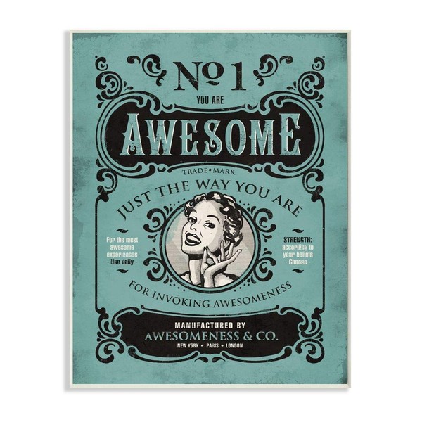 Stupell Industries You are Awesome Vintage Comic Book Funny Blue,