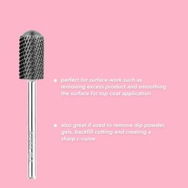 Kiara Sky Black Carbide Bit - Professional Nail Cleaner Tool - Long Lasting Carbide Nail Drill Bits - Beyond Pro Drill Bits for Nails - Cuticle Drill Bits for Nails (Large Smooth Top Coarse Black)