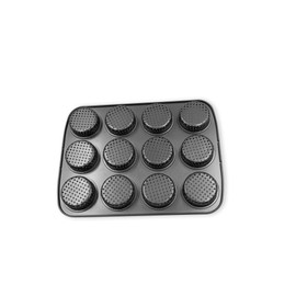 Gurlideo Cupcake Mould, Cups Perforated Mince Pie Bread Tray for 12 Rolls with Non-Stick Coating for Burgers, Bread, Rolls, Puffs, Tartlets (12 Cupcake Pan)