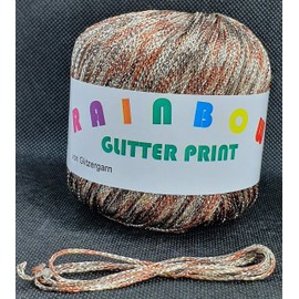 Rainbow Glitter Print on 25 g Ball Colour Autumn Leaves with Glitter Silver