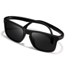 kimorn Polarized Sports Sunglasses for Men Women Flexible Bendable Temples Driving Cycling Running Mountaineering Sun glasses (Black)