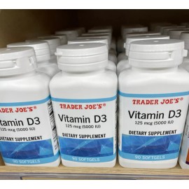 Trader Joe’s Vitamin D3 Dietary Supplement 5000 IU 90 Softgels