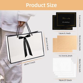 Gift Bag Set, Gift Bags with Ribbons, Gift Bag Black and White, Gift Bag Wedding Gift Bag, Gift Bags with Bow for Weddings, Birthdays, Valentine's Day, Parties, Set of 2