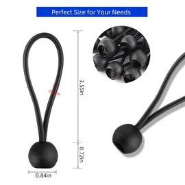 20 Pack Bungee Balls Cords Black Bungee Cord with Ball Heavy Duty Elastic Tarp Bungee Cords 4 Inch Bungee Balls Ties Tie Down Straps for Camping Canopy Shelter Tent Poles Cargo Outdoor UV Resistant