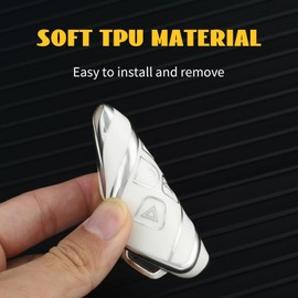 OFF WE GO Car Key Cover Case Car Key Fob for Land Rover BLand Rover Defender Discovery Freelander Range Rover Sport Jaguar XE XF XJ F-Pace Full Protection 5 buttons Car Key Holder Box, White Silver