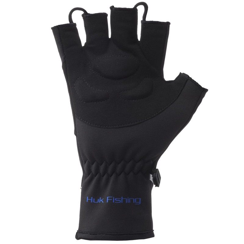 HUK Standard Power Stretch Fingerless Fishing Gloves, Heather Black, S/M