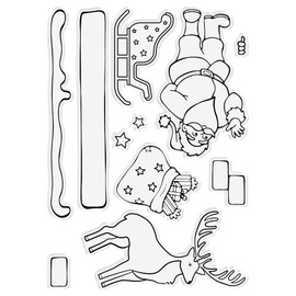 Crafter's Companion Gemini Clear Acrylic Stamp & Metal Cutting Die Pop Up Box Set - Santa & Rudolph, Silver, One Size
