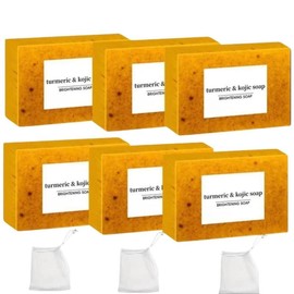 Lemon Turmeric & Kojic Acid Soap Bar, Dark Spot Reducer, Daily Skin Cleanser Sets for Acne-prone Skin,Moisturizing Gentle Kojic Acid Soap Bar Set with Soap Saver bags skincare clear fast Glycerin Cleansing Comfort Aroma Nourishing Radiant Scent Soothing 