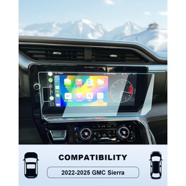 For 2026 GMC Sierra Clear 9H Tempered Glass Screen Protector -2022-2026 Sierra 1500(Buttons on the screen)&2024-2026 Sierra 2500HD/3500HD Accessories 13.4" Navi Touchscreen Protector Anti-Scratch